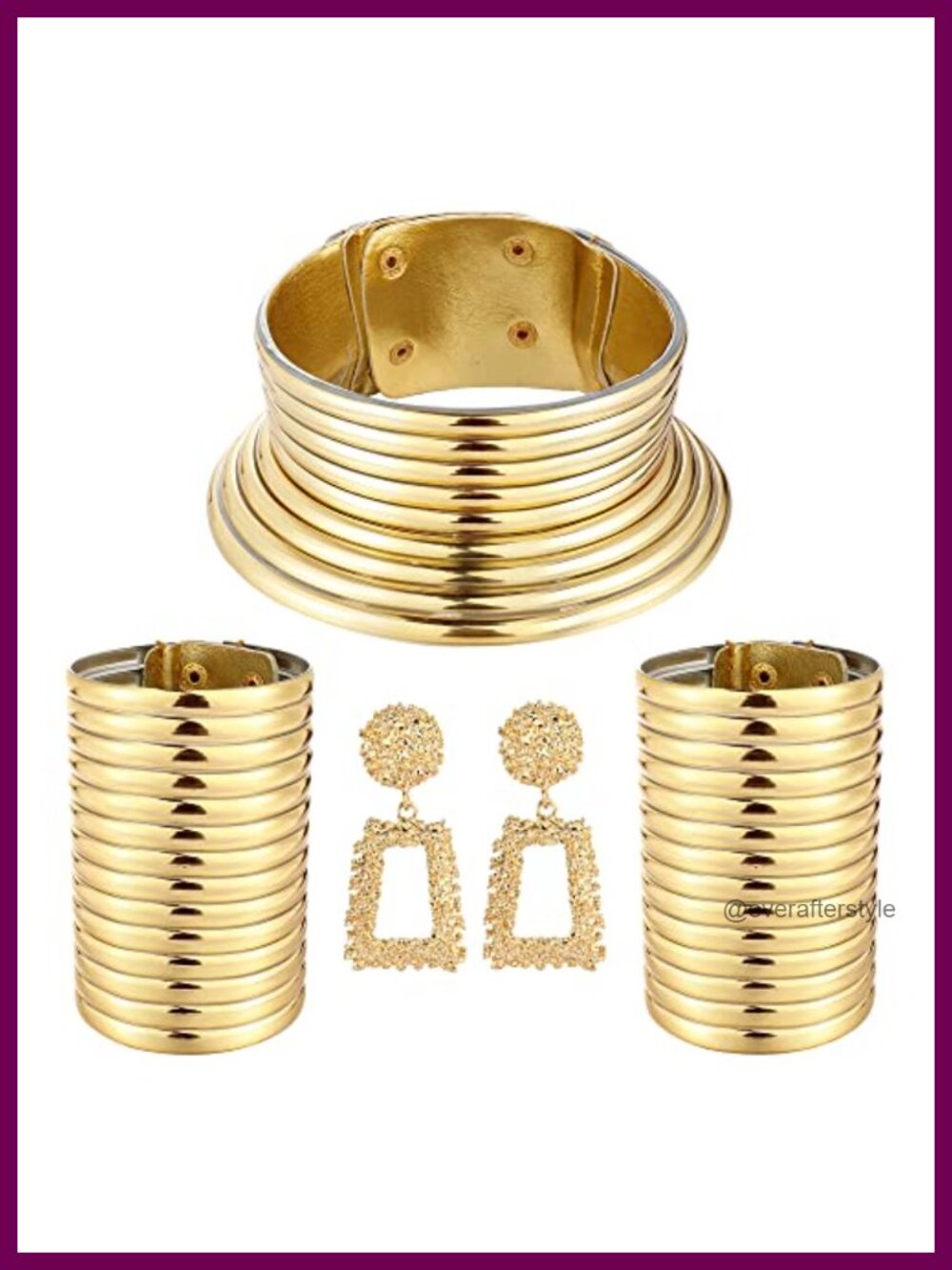 4pc African Jewelry Set Faux Leather Choker Necklace Bangle Statement Earrings